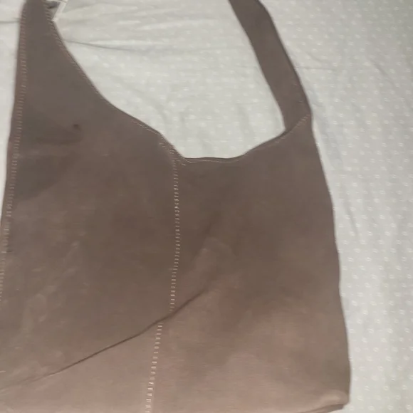 Asymmetrical Brown Suede Shoulder Bag - Picture 6 of 8